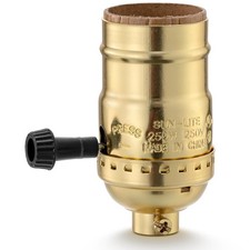 3 Way Lamp Socket Replacement, E26 Threaded Base, Turn Knob for Gold