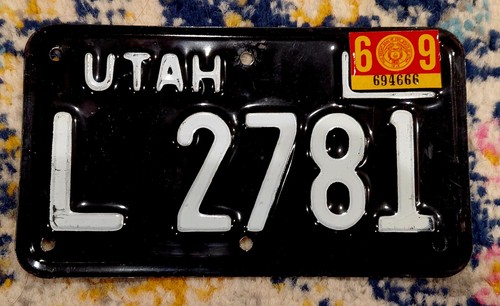 1969 Utah Motorcycle License Plate - Rare - Minty - Great Colors