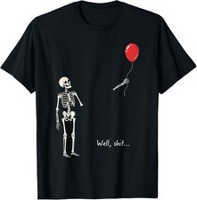 Well Skeleton Holding Balloon Gothic Halloween T-Shirt unisex T-Shirt