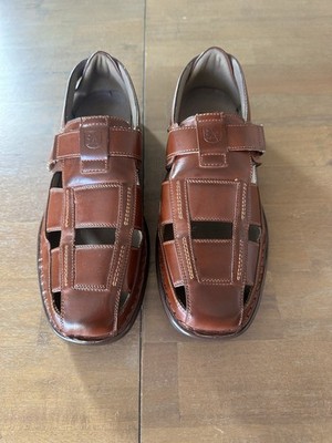 Stacy Adam s Brown Leather Sandals w/Adjustable Strap Lightly Worn Great Shape