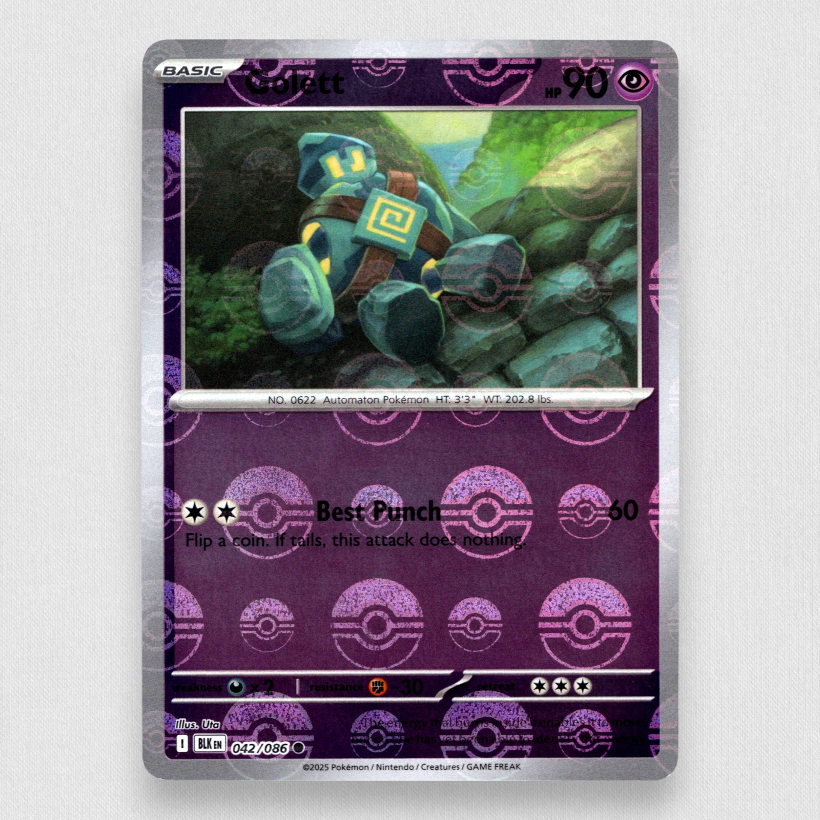 Golett (Poke Ball Pattern) 042/086 SV: Black Bolt Holo Common Pokemon TCG NM