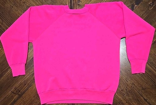 Vintage 80s USA Made Sweatshirt Size L Pannill Pink Blank Raglan Crewneck - 第 5/8 張圖片