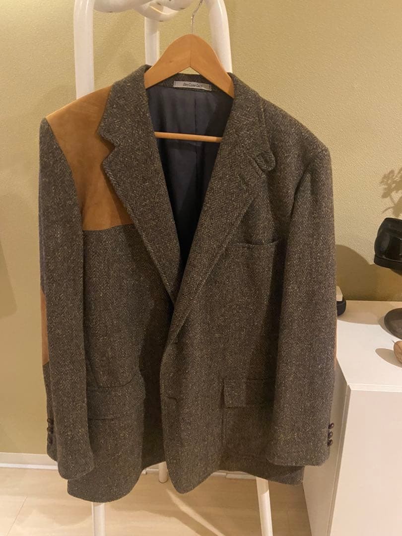 Wool Gray Patchwork Tailored Oversized Jacket Men… - image 2