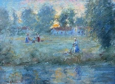 GREG HARRIS Orignal Signed Impressionist Oil Painting France Landscape LISTED