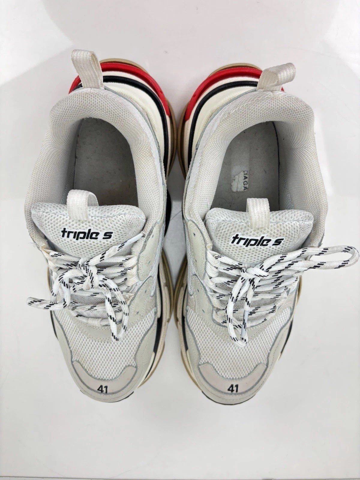 Balenciaga Triple S Sneakers EU 41 US 8 White Grey Red Authentic Designer Chunky thumbnail 13