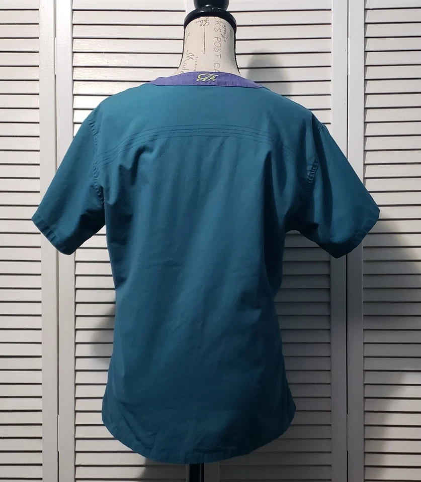 Женский пуловер Iguana Med Scrub Top средний бирюзовый с коротким рукавом и карманами - Изображение 4 из 4