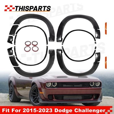 W/ LED Hellcat Style Widebody Wheel Fender Flare Fits 2015-2023 Dodge Challenger