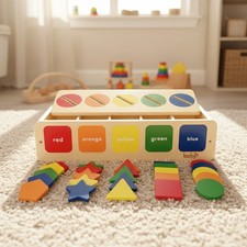 Engaging Montessori Learning Box - Shape  Color Matching for Early Development