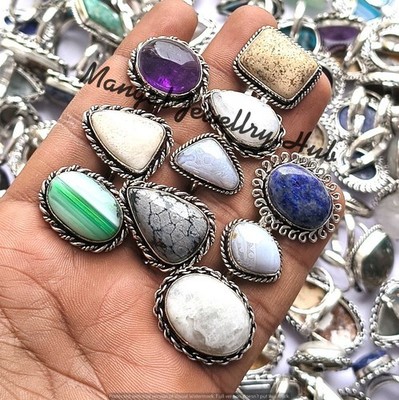 Buy Amethyst & Mix Gemstone Rings 925 Sterling Silver Plated Jewellery 50PCS Lot