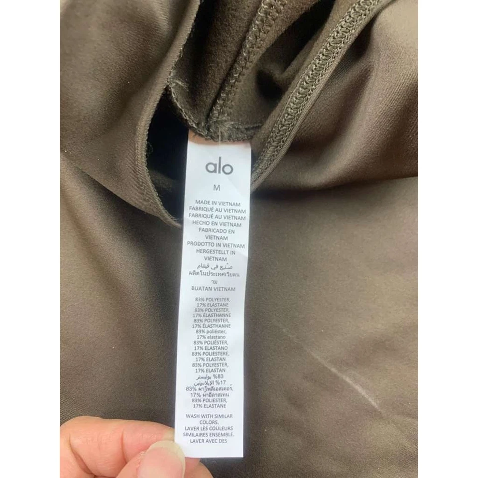 Top de corredor Alo Airlift invierno cálido con capucha marrón medio manga larga W3735R Foto 3 de 4