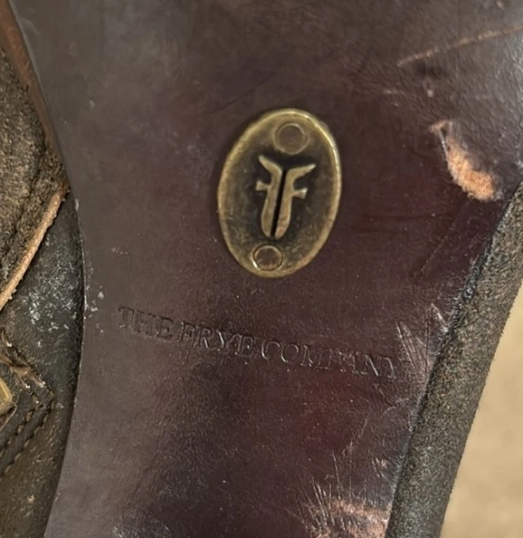 Frye Harlow Lace Up Boots Womens Size 8.5M Brown Distressed Leather Heels - Imagem 2 de 4