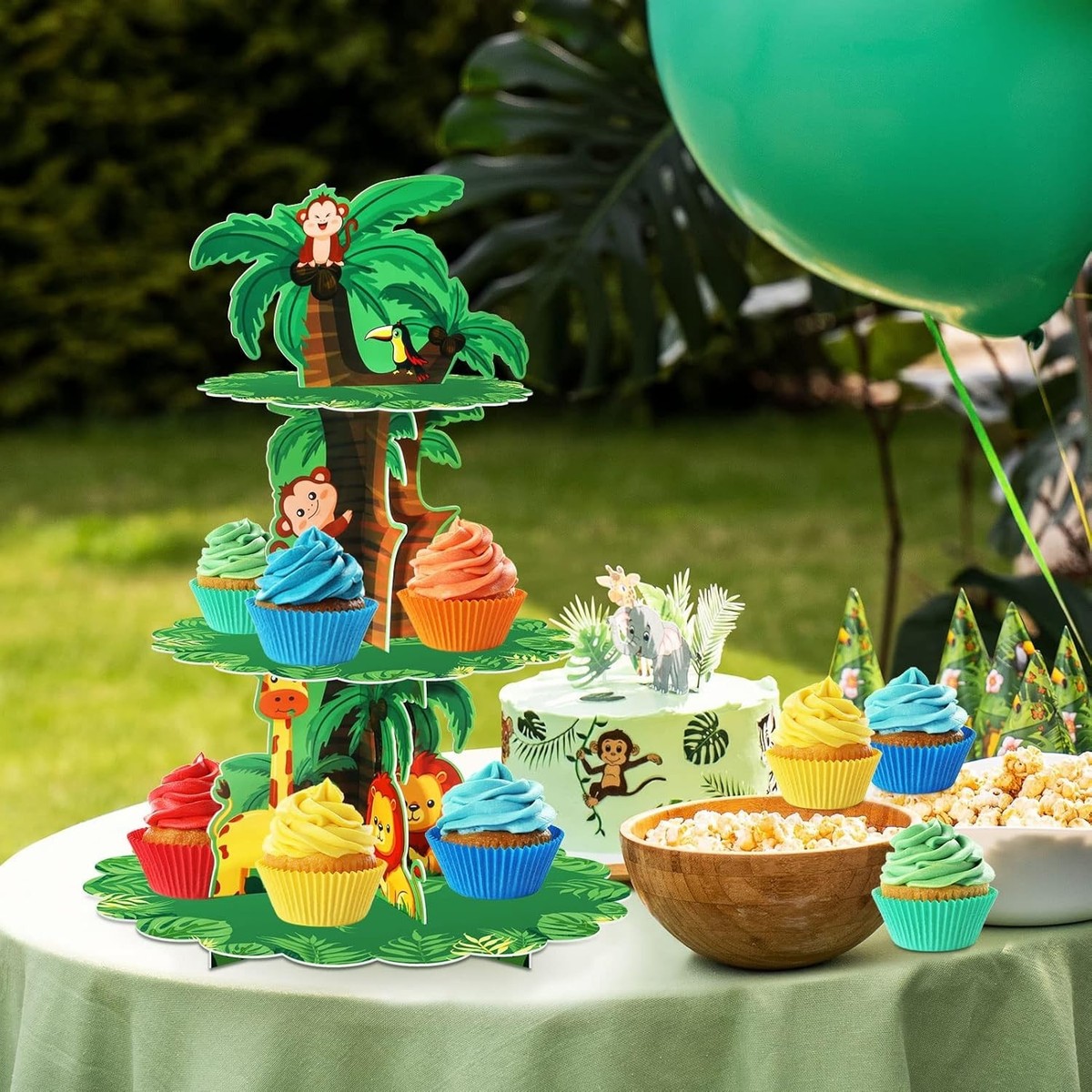 DULSPUE 36PCS Giungla Zoo Animali Toppers Cupcake Plettri - Safari Tema Festa Torta Decorazioni per Bambini Compleanno Baby Shower Articoli per Feste