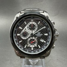 Casio Edifice Reloj Cronógrafo Hombre 41mm Esfera Negra Acero Fecha EF-524 Batería Nueva