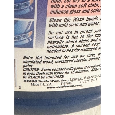 VTG 2000 Turtle Wax Color Cure Car Polish blue; 7/8 full