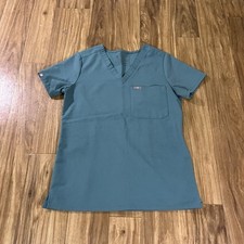 Figs Scrub Top Womens Extra Small Aqua Green Catarina Front Pocket Medical Ladie