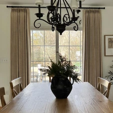 Pinch Pleated Curtains 108 Inches Long,Linen Blackout Curtains with Blackout ...