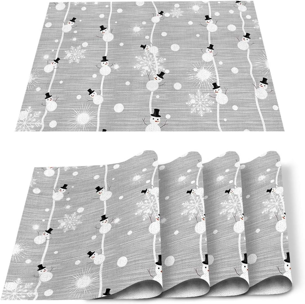 ARTSHOWING Merry Christmas Placemats Set of 4 Dining Table Mats Linen