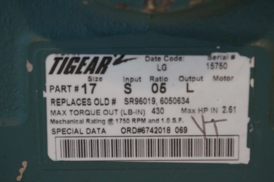 NUEVO REDUCTOR DE ENGRANAJES DODGE TIGEAR 2 17S05L 1750 R.P.M. Foto 3 de 3