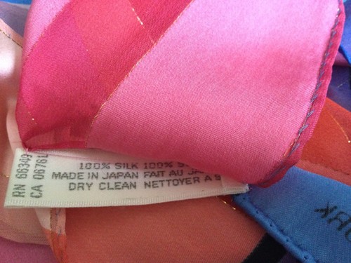 Jones New York Damen Seide Halstuch 11 x 52 Pastelltöne Geometrisches Muster Wunderschön Sehr guter Zustand - Bild 6 von 6