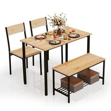 Modern Dining Table and Chairs Set 4 Seat Space Saving Kitchen Set Metal Frame