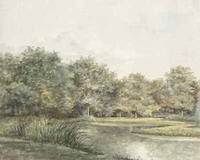 Vintage Waterfront Landscape Giclee Art Print on Canvas for Home Decor