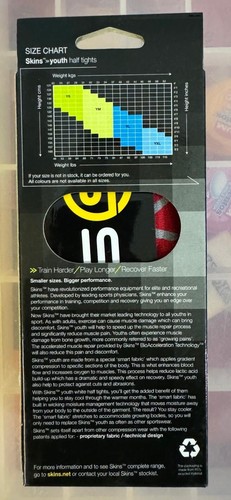 SKINS YOUTH HALF TIGHTS - RED - SIZE YM - FREE P&P! - Picture 2 of 4