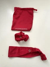 Shiseido Ginza Tokyo Red Satin Pouch, Headband, And Scrunchie Set