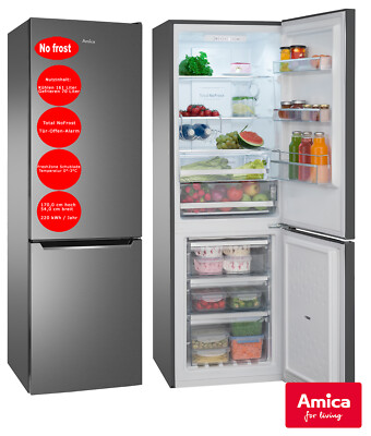 Amica Kühl-Gefrierkombination Silber 231L VitControl Plus NoFrost FreshZone