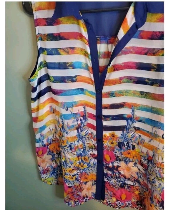 Patchington Medium Top Blouse Sheer Feminine Flor… - image 3