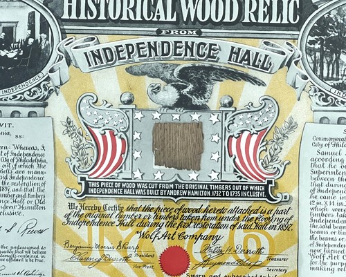 INDEPENDENCE HALL Historical Wood Relic 1926 Framed * Beautiful Condition * RARE - Picture 3 of 9