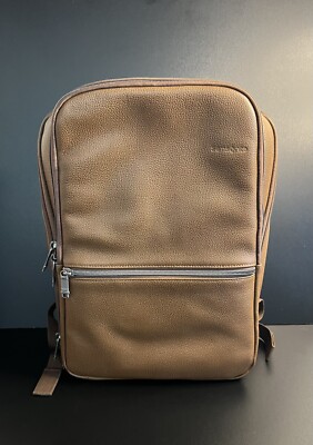 Samsonite Classic Pebbled Leather Slim Backpack Cognac Travel School  Business