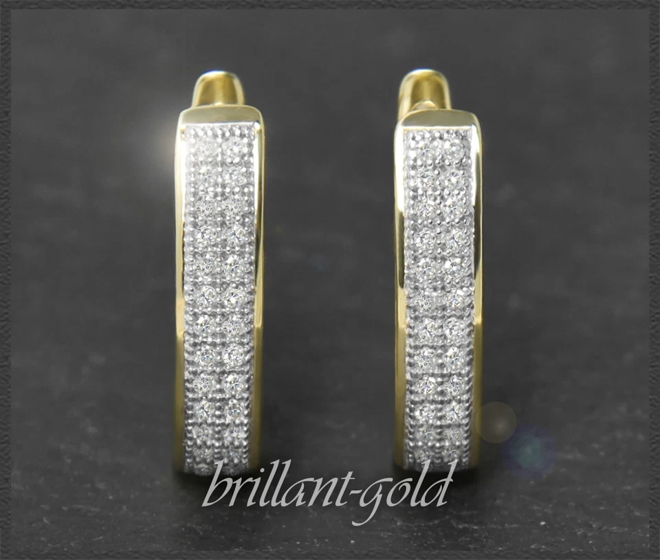 Diamant Creolen mit 0,30ct, 10K (10 Karat) Gelbgold, Weißgold Damen Ohrringe - Bild 2 von 4
