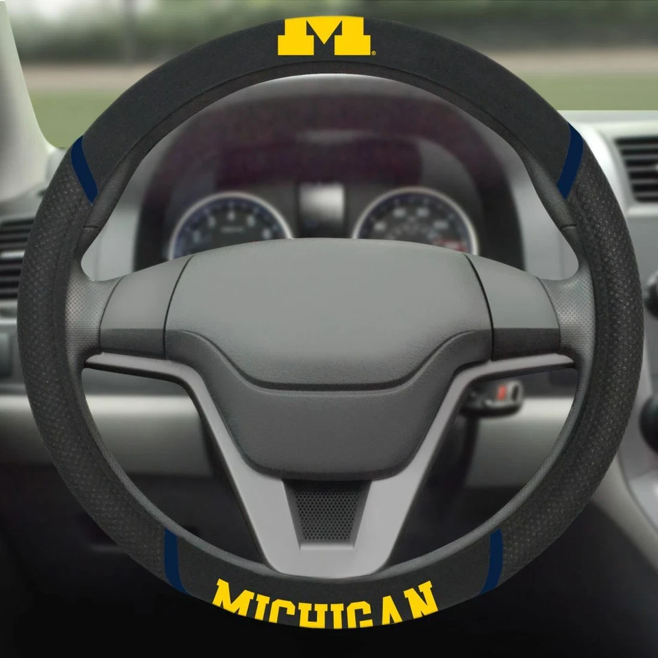New 5pc NCAA Michigan Wolverines Car Truck Floor Mats & Steering Wheel Cover - Изображение 3 из 4