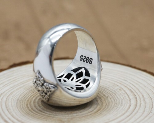 Anello B21 6 Parole Mantra OM Simbolo Vajra Girevole In Argento Sterling 925 - Foto 8 di 8