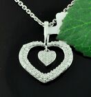 18k Solid White gold Natural stylish Heart Diamond pendant 0.39 ct