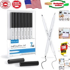 Professional Dual Tip Black Sublimation Pens for Cricut - 7 Pack Essential Set
