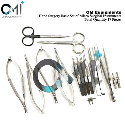 Hand Surgery Basic 17 PCS Set of Micro Surgical Instruments Stainless steel OMI