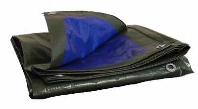 MARKENLOS Gewebeplane 140g/m² Abdeckplane 0,53€/m² Schutzplane Ösenplane Plane grün/blau