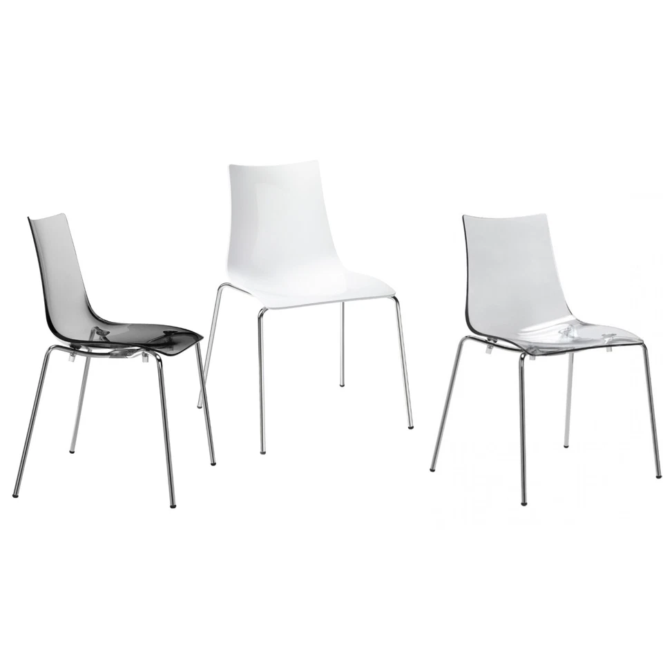 SCAB DESIGN SEDIA CASA BAR LIVING PRANZO ZEBRA POLICARBONATO CON TELAIO CROMATO - Immagine 3 di 4