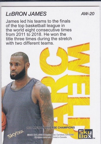 LEBRON JAMES Los Angeles Lakers SKYBOX METAL UNIVERSE ACR WELD Basketball Card - Picture 2 of 2
