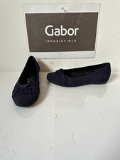 GABOR Comfort Leather Shoes Size UK 4.5 EU 37.5 Wide Fit In Purple