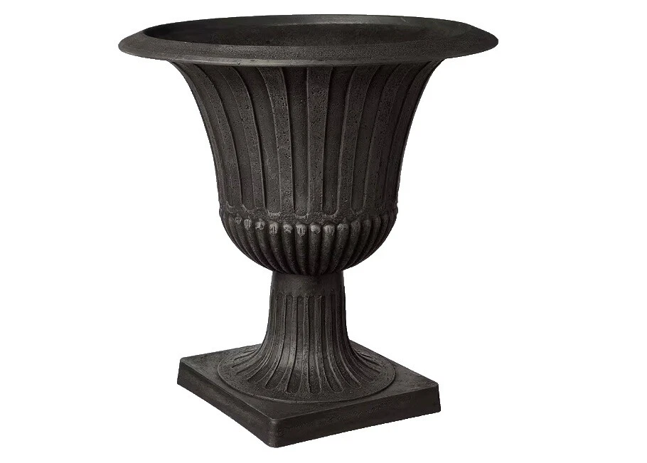 Cestas de plantas de piedra negra, macetas, jardineras y Platillos