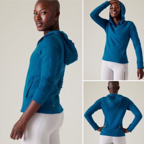 NWT Athleta Altitude Polartec® Hoodie Sweatshirt Plus 3X 24W 26W Dark Lapis Blue - Picture 2 of 17