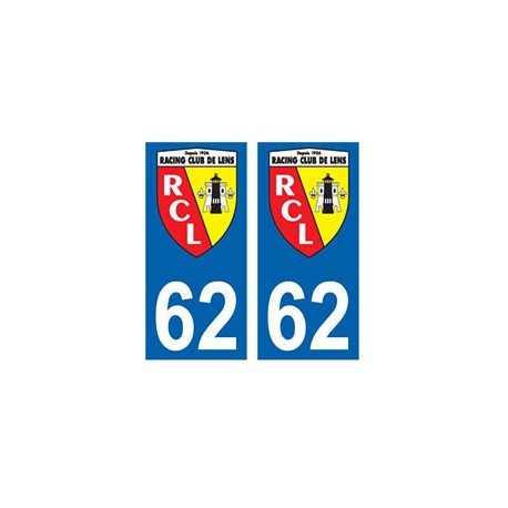 Autocollant Plaque d'immatriculation Voiture 62 RCL Club Lens