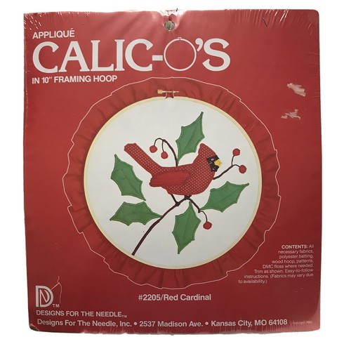 Calic-o's Red Cardinal Appliqué Kit Designs for the Needle 10" Hoop #2205 NEW - Picture 2 of 4