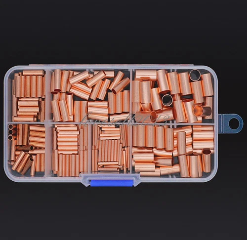 250PCS Copper connecting pipe wire joint copper tube intermediate joint 7 size