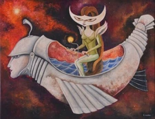 Remedios Varo Signed Oil Painting on Canvas 16x24 in Surrealism ..