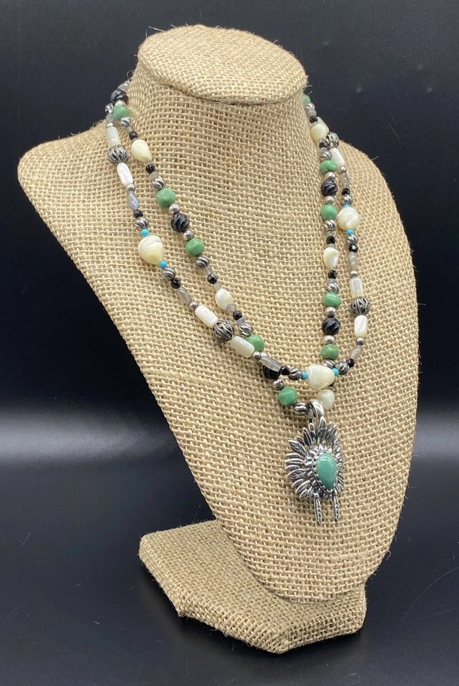 CAROLYN POLLACK, AW-Sterling Multi Piedra Turquesa Tocado Potenciador Collar Foto 2 de 4