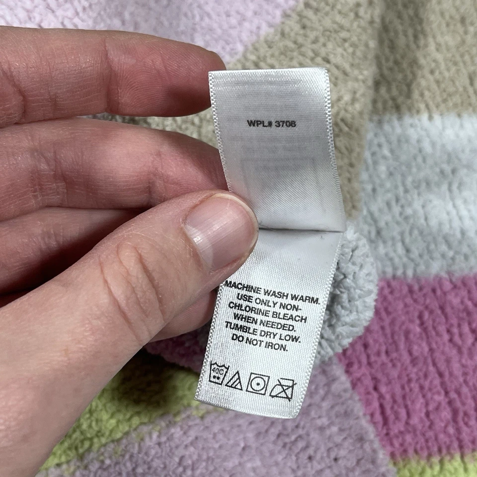 Difícil de encontrar Carters Chenille Bebé Manta Rayas Tostado Rosa Verde Blanco Y2K Suave Foto 4 de 4