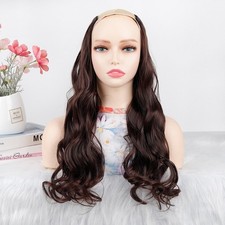 Heat Resistant Hair Extension Long Curly V Shape Clip In 50cm Synthetic Black